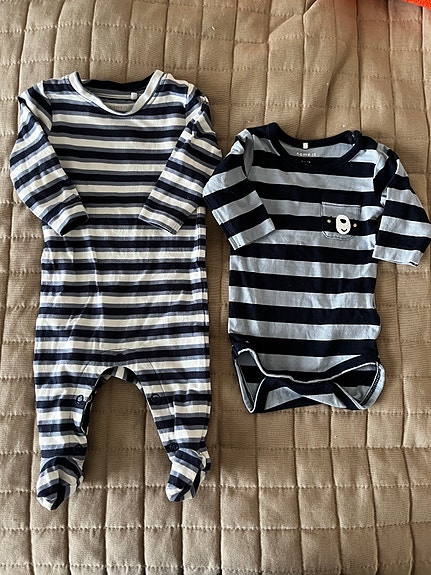 Name it vauvan raidallinen potkupuku ja body koko 50 kirjava unisex