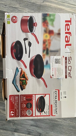 Tefal So Chef paistinpannu- ja kattilasetti, 4 osaa, punainen
