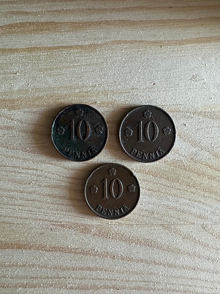 10 penniä vanhat kolikot