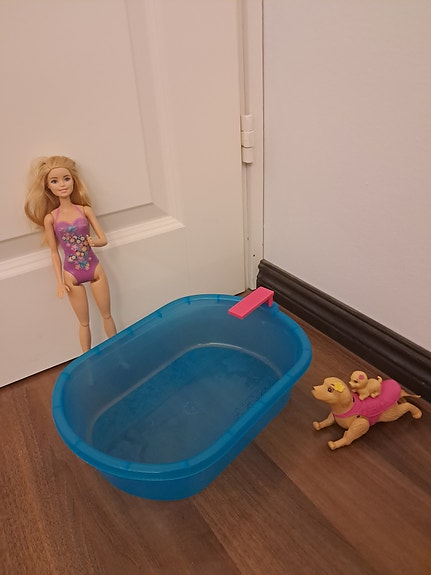 Barbie nukke, koirat ja uima-allas leikkisetti