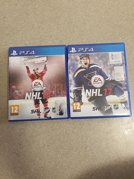 PS4 ja ps5  pelit NHL 16 ja NHL 17 2 kpl15