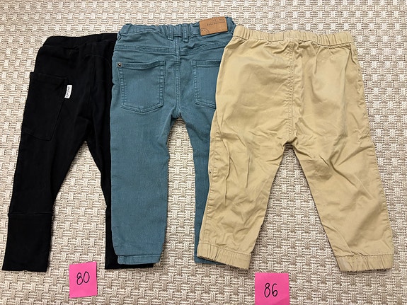 Housut Gugguu 80cm, Zara ja H&M 86cm