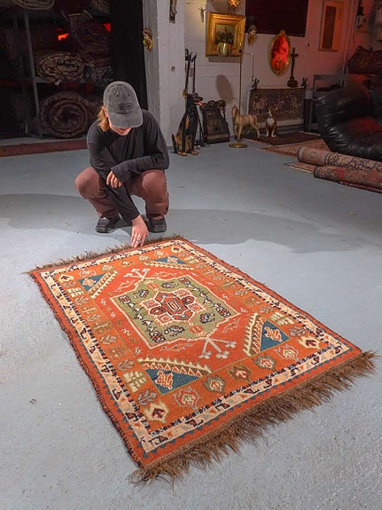 Kodikkaan oranssi käsinsolmittu persialainen matto - 147 x 84 cm