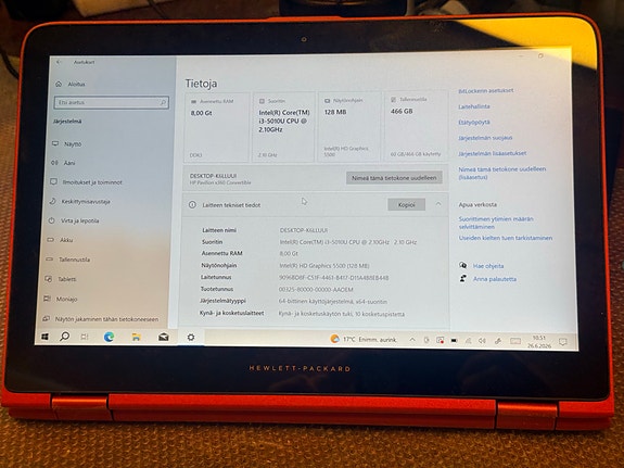 HP Pavilion x360 13 – Kosketusnäyttö / Intel i3 / 8 GB RAM / 500 GB SSD