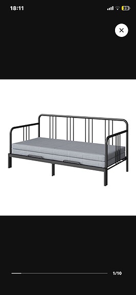 IKEA metallinen sohvasänky musta, patjat mukana