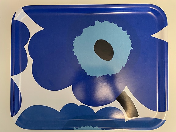 Marimekko Unikko tarjotin. Suurin koko 40cm*50cm Sininen.