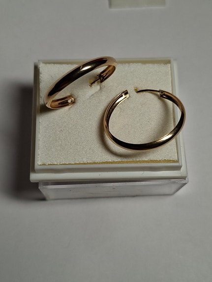 Kultaiset korvarenkaat 14 k 21 mm Uudet