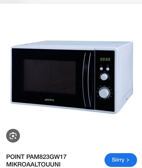 Valkoinen mikroaaltouuni mekaanisilla säätimillä