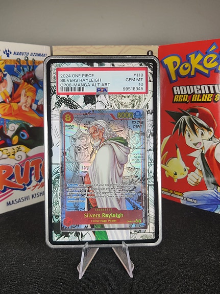 One Piece TCG Silvers Rayleigh Op08-118 English Manga Parallel PSA 10