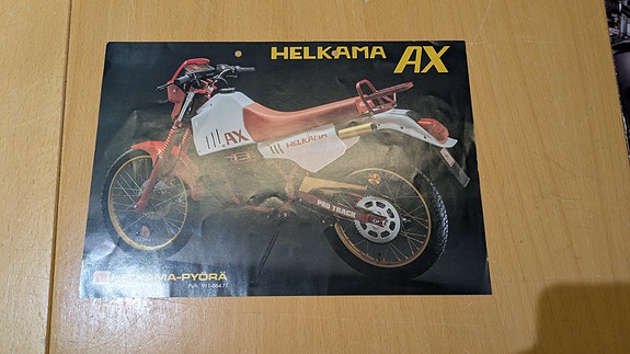 Helkama AX alkuperäinen esite, 2 sivua
