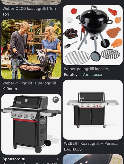 Weber kaasugrilli tai pallogrilli