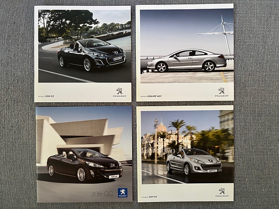 4 x Peugeot Coupe ja Cabriolet esitteitä 2009 - 2011