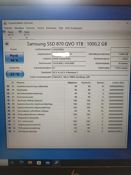 Samsung 870 QVO 1TB SSD – Hyväkuntoinen