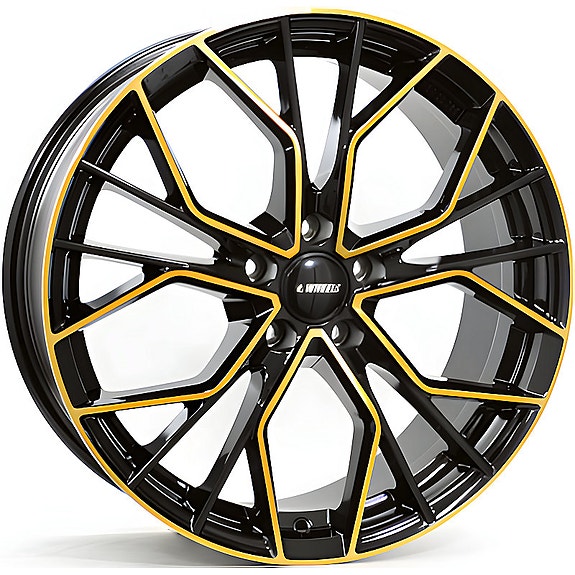 IT Wheels Tiara gloss black/Gold 8x18" 5x112 et45 66,5 *Erikoiserä*