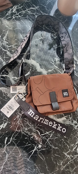 UUSI Marimekko Mini Messenger Piirto Unikko -olkalaukku, ruskea