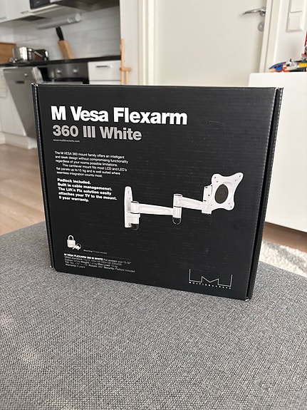 M Vesa Flexarm 360 III White -näytön seinäteline
