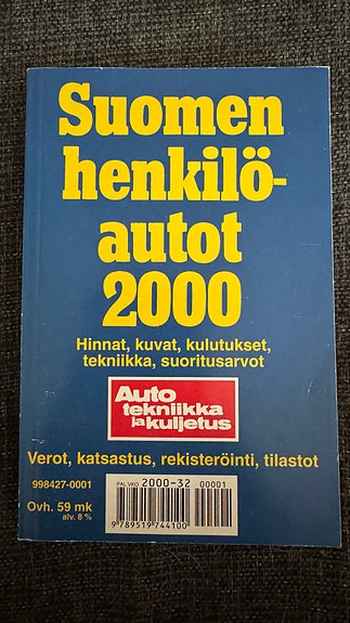 Henkilöautot 2000 -kirja autotiedot ja tilastot