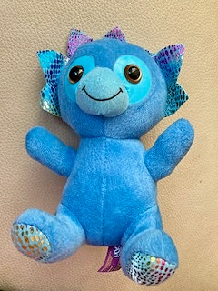 Myydään suloinen sininen kimalledino / lohikäärme-pehmolelu (n. 20+ cm)
