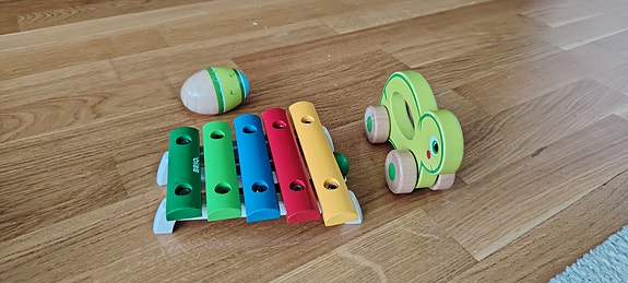 BRIO puinen lelu ksylofoni, kilpikonna ja rytmimuna