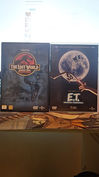 Jurassic Park The Lost World ja E.T. DVD-elokuvat