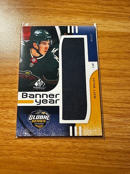 Upper Deck SP Game Used Matt Boldy Banner Year Minnesota Wild