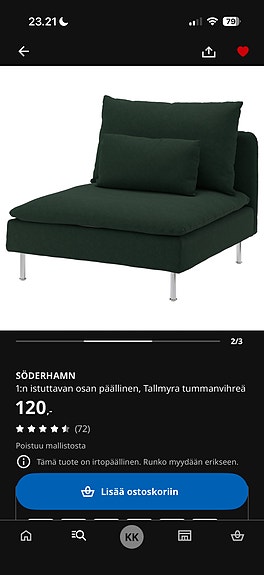 OSTETAAN Ikea Söderhamn -päälliset
