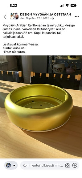 Arabia Earth tarjoiluvati ja jalusta, vihreä