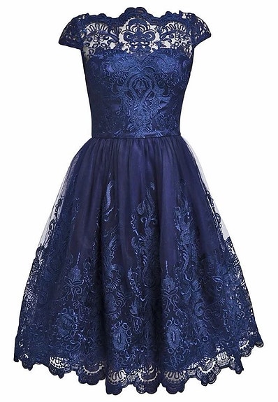 Chi Chi London April Navy Baroque Lace Dress, 38, UUSI!