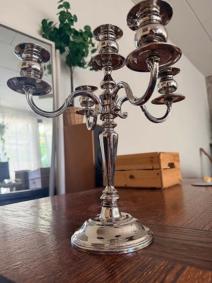 Iso Hopeoitu vintage kynttelikkö Paul Revere Silversmiths