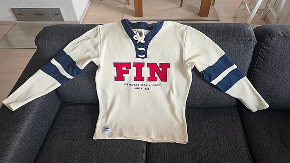 Leijonat FIN jääkiekkopaita M luonnonvalkoinen/sininen