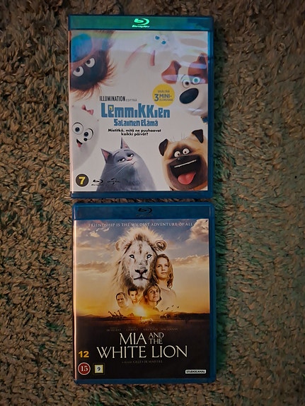 lasten Blu-ray elokuvat Lemmikkien salainen elämä ja Mia and the White Lion