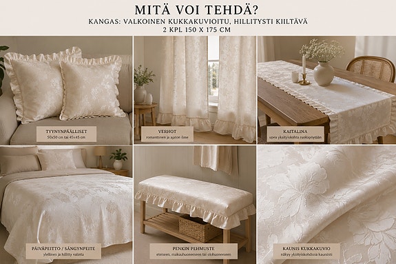 Verhoja ja kankaita iso setti (puuvillaa ja polyesteria)