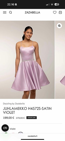 Zazabella juhla-/cocktailmekko koko 34 violetti