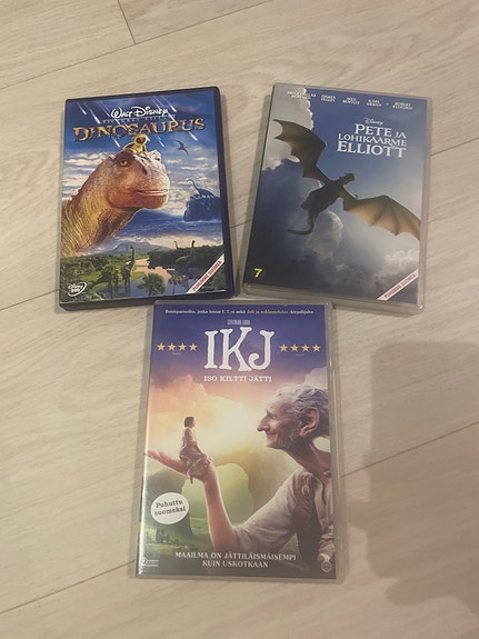Disney DVD-elokuvat: Dinosaur, Pete ja lohikäärme sekä IKJ – Iso kiltti jätti