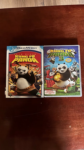 Kung Fu Panda ja Kung Fu Panda 3 DVD-elokuvat