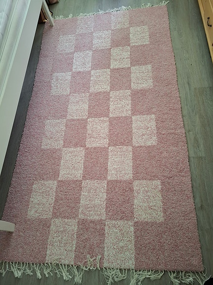 Räsymatto vaaleanpunainen/valkoinen