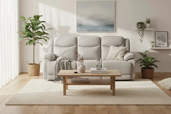 Koto 3‑istuttava recliner‑sohva – harmaa cozy‑kangas