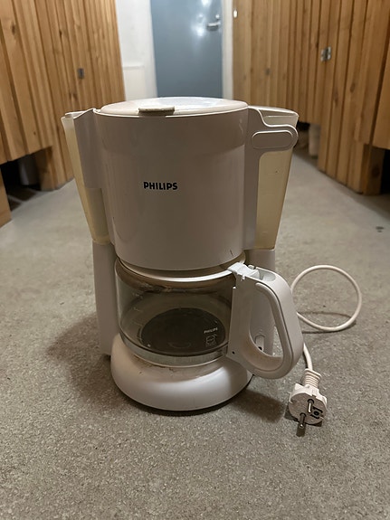 Philips valkoinen kahvinkeitin lasikannulla