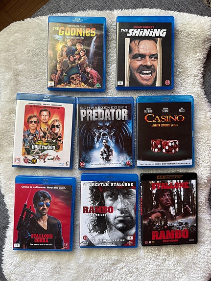 Blu-ray ja 4K -elokuvia mm. Rambo, Cobra, Arkajalat