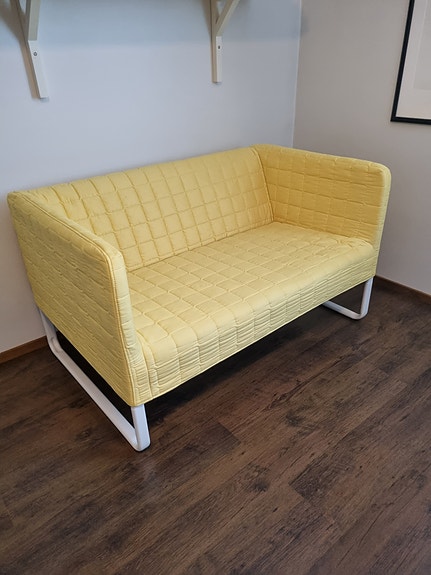 Ikea Knopparp 2 hlö sohva keltainen parveke leikkimökki
