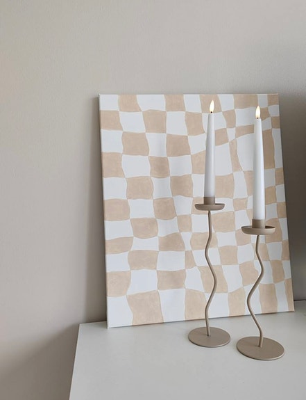 Beige-valkoinen ruudullinen taulu | dopaminedecor
