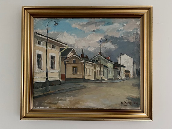 Olavi Laine: Kaupunkinäkymä (1953) – Öljyväri kankaalle (65x56 cm)