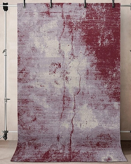 Viininpunainen abstrakti matto, 170x240 kuin uusi