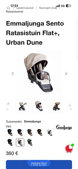 Emmaljunga hiekanvärinen flat+ istuin