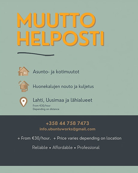 Muutto- ja kuljetuspalvelut – Lahti, Kouvola, Orimattila, Hollola, ja Heinola