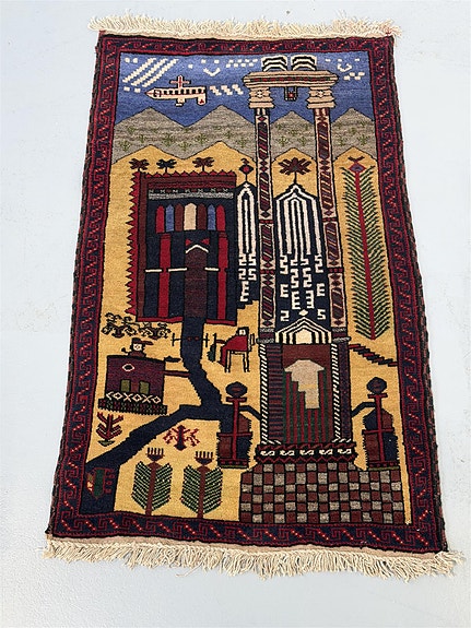 Afghan käsin solmittu 86x135 matto