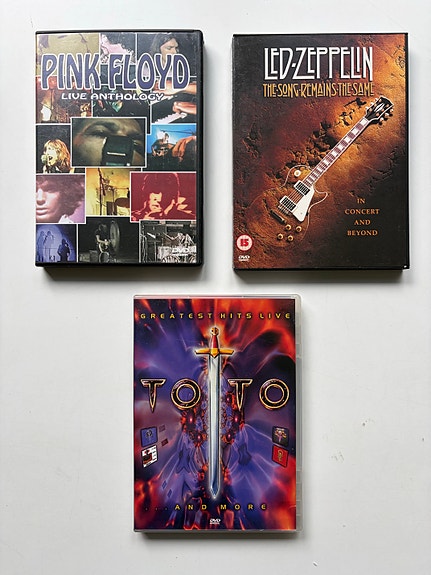 Pink Floyd, Led Zeppelin ja Toto DVD-levyt