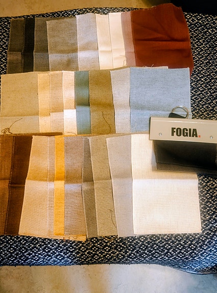 Fogia verhoilukangasnäyte palat