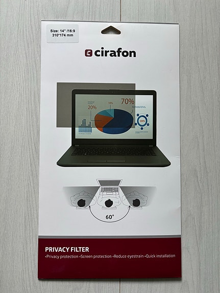 UUSI Cirafon 14" Privacy Filter / Tietoturvasuoja läppäriin (16:9)
