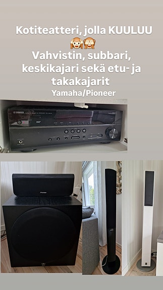 Yamaha vahvistin ja Pioneer/Yamaha kotiteatterikaiuttimet